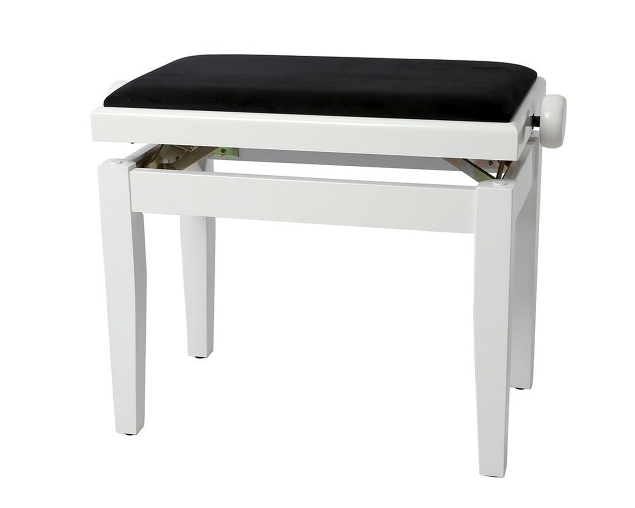 GEWA Klavierbank Deluxe weiß poliert Stoff Velours schwarz Beethovenbank